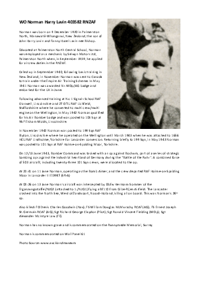 A preview of a PDF biography for Lavin, Norman Harry